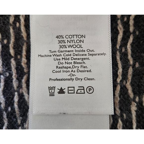 EDDIE BAUER Women's S Sweater Fair Isle Oslo Funnel Neck Gray Red Wool Blend 36" - Picture 5 of 10